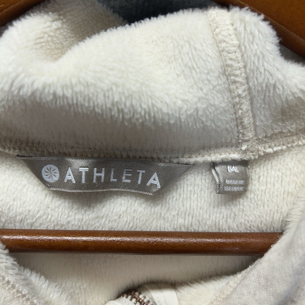 Athleta Cozy Karma Recover Full Zip Jacket Heather Cream Rose Gold SIZE Medium - Picture 3 of 9